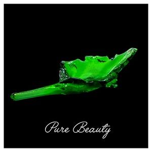 Vintage Hand Blown Green Glass Bud Holder